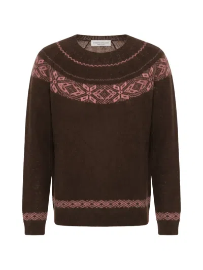 Roberto Collina Patterned-intarsia Sweater In Brown