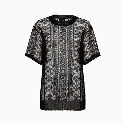 Roberto Collina Perforated Crew Neck T-shirt In Black
