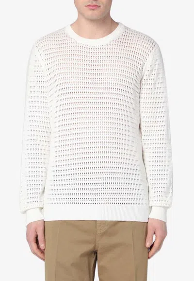 Roberto Collina Perforated Crewneck Sweater In White