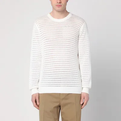 ROBERTO COLLINA ROBERTO COLLINA PERFORATED MILK-COLOURED SWEATER IN COTTON