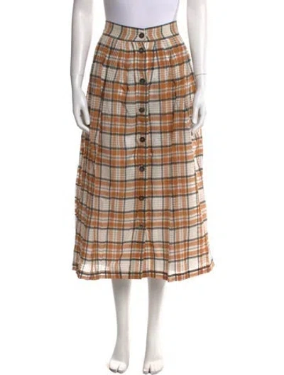 Pre-owned Roberto Collina Plaid Print Midi Length Skirt In Neutral