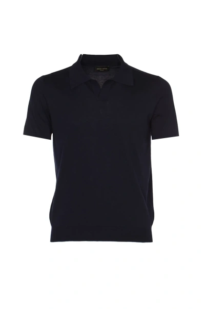 Roberto Collina Plain Ribbed Polo Shirt In Black