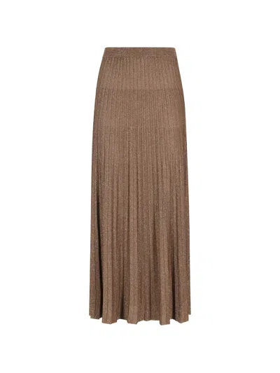 Roberto Collina Pleated Metallic-effect Skirt In Brown