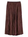 Roberto Collina Crinkled Texture Midi Pleated Sheer Overlay Skirt In Brown