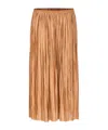Roberto Collina Midi Pleated Skirt Elastic Waistband In Brown