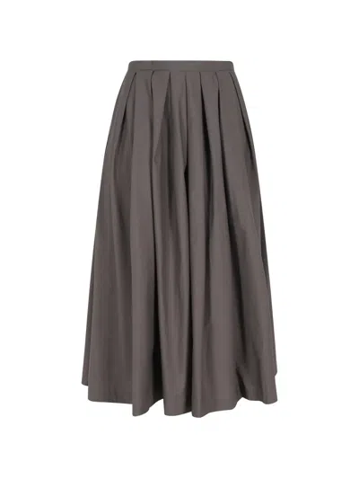 Roberto Collina Pleated Midi Skirt In Brown