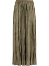 Roberto Collina Long Pleated Satin-finish Skirt In Green