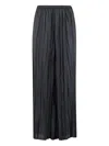 Roberto Collina Wide-leg Black Pleated Trousers With Elasticized Waistband In Black