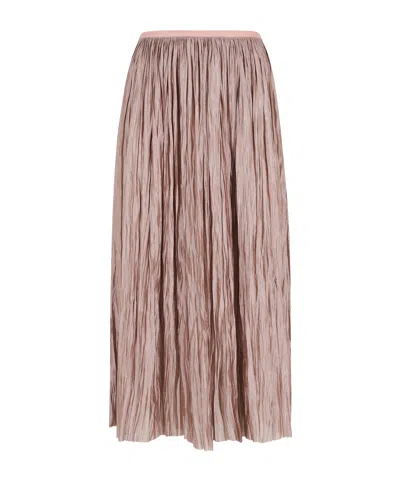 Roberto Collina Plisse Midi Skirt In Pink