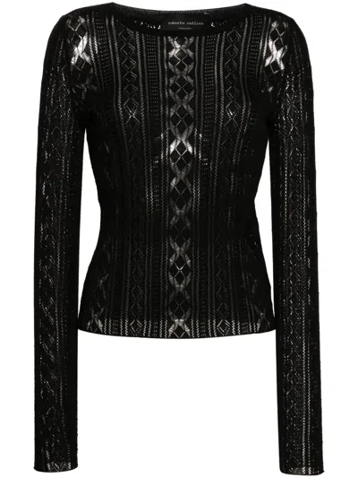 Roberto Collina Pointelle-knit Cotton Jumper In Black