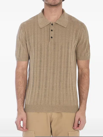 Roberto Collina Openwork Knit Polo Shirt In Beige