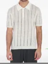 Roberto Collina Openwork Knit Polo Shirt In White