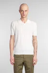 Roberto Collina Short Sleeve Polo Sweater In Beige
