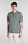 Roberto Collina Ribbed Collar Polo Shirt With Short Sleeves In Green