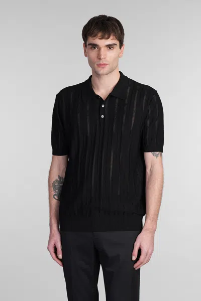 ROBERTO COLLINA POLO IN BLACK COTTON