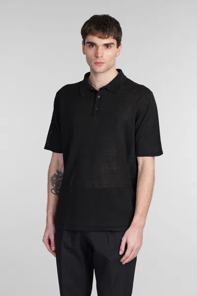 Roberto Collina Polo In Black Linen