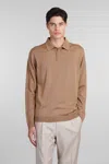 Roberto Collina Man Sweater Camel Size 44 Merino Wool In Camel