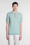 Roberto Collina Polo In Cyan Cotton In Ash