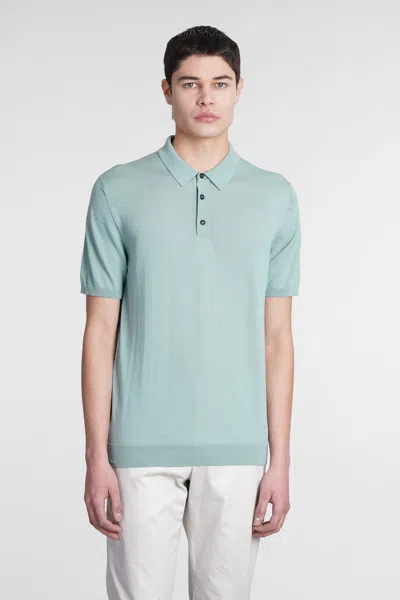 Roberto Collina Polo In Cyan Cotton In Ash