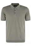 Roberto Collina Military Green Polo Shirt With Buttoned Collar In Army