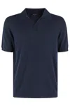 Roberto Collina Buttonless Navy Polo Shirt In Navy