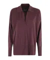 Roberto Collina Oversized Burgundy Polo Shirt With Classic Collar In Multi