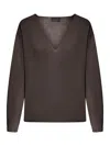 Roberto Collina Asymmetric V-neck Sweater In Brown