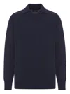 Roberto Collina Lapel Long-sleeved Sweater In Blue