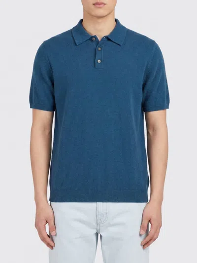 Roberto Collina Textured Knit Polo Shirt In Blue