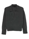 Roberto Collina Mélange-effect Polo Jumper In Black