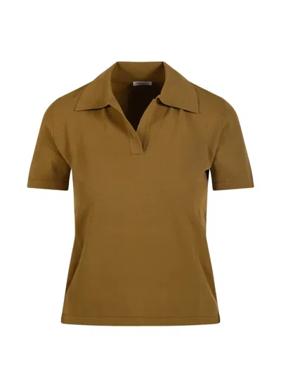 Roberto Collina Polo V-neck T-shirt In Brown
