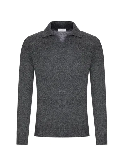 Roberto Collina Polo-collar Knitted Sweater In Gray