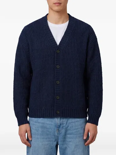 Roberto Collina Wool Cardigan V Neckline Long Sleeves In Blue