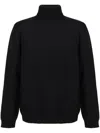 Roberto Collina Merino Wool Turtleneck Sweater With Ribbed Finish In Black