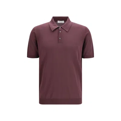 Roberto Collina Fine-knit Short-sleeve Polo Shirt In Burgundy