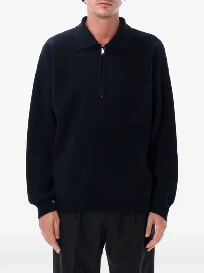 Roberto Collina Quarter-zip Chest-pocket Sweater In Blue