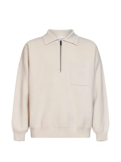 Roberto Collina Quarter-zip Chest-pocket Sweater In Neutral