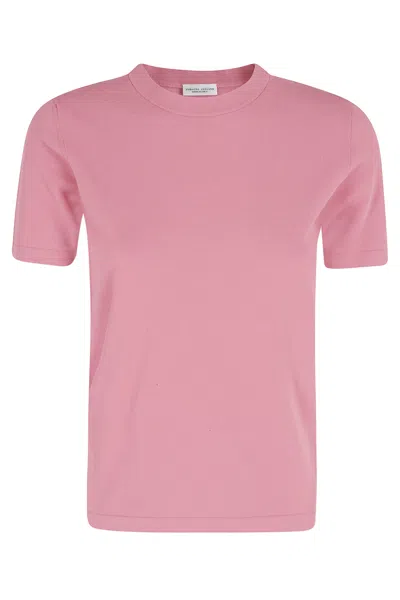 Roberto Collina Raspberry Round-neck Ribbed-trim Viscose T-shirt In Pink