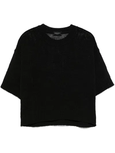 Roberto Collina Relaxed Fit Fisherman Sweater With Dropped Shoulders In Black