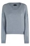 Roberto Collina Relaxed Fit Long-sleeved V-neck Sweater In Blue