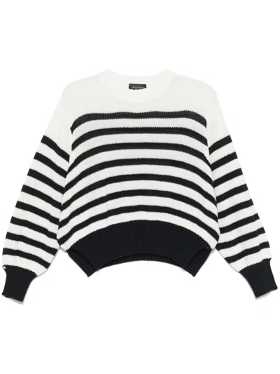 Roberto Collina Relaxed Fit Striped Knit Sweater In White