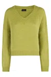 Roberto Collina Relaxed Fit V-neck Alpaca Blend Sweater In Green