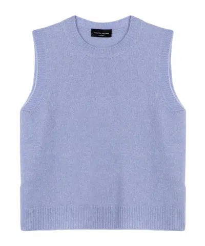 Roberto Collina Sleeveless Crew Neck Ribbed Hem Waistcoat In Blue