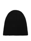 Roberto Collina Black Cashmere Ribbed Beanie In Black