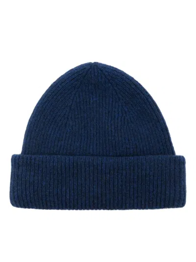 Roberto Collina Ribbed Beanie In Blue