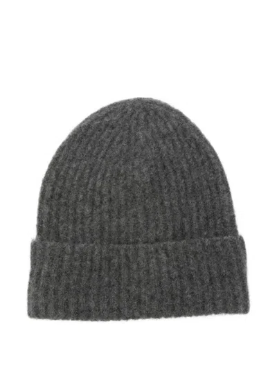 Roberto Collina Ribbed Beanie In Gray