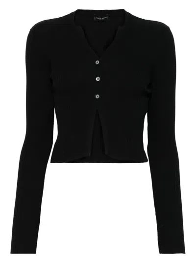 Roberto Collina Ribbed Cardigan In Black