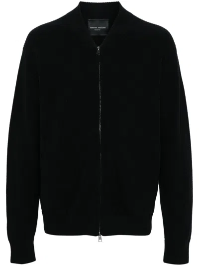 Roberto Collina Ribbed Cardigan In Black