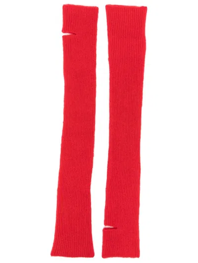 Roberto Collina Ribbed Cashmere And Silk Arm Warmers In Red