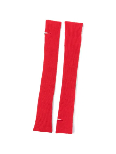 Roberto Collina Ribbed Cashmere Gloves In Red